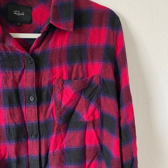 Rails Womens Shirt Plaid Size S Milo Black Cherry Violet Long Sleeve Casual Top - Picture 4 of 12